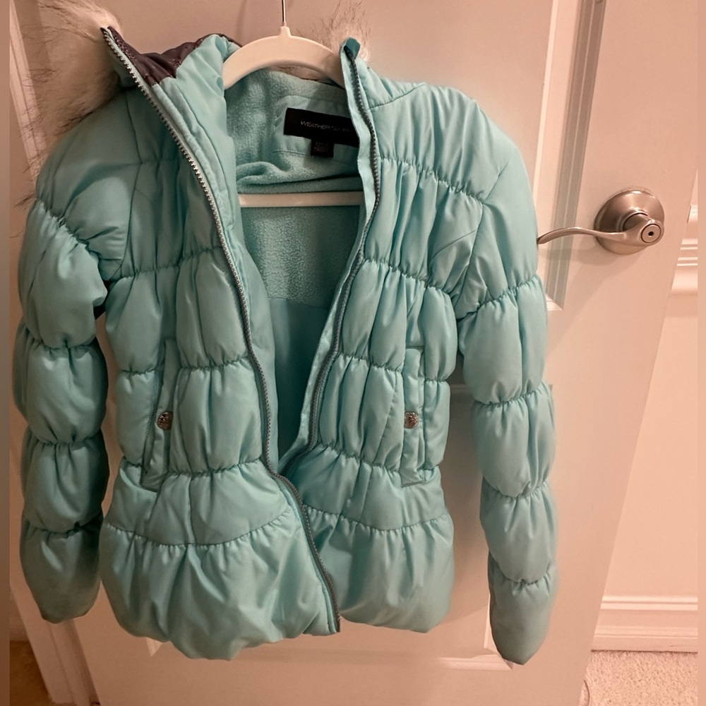 WeatherTamer Girls size L14/16. Coat. Teal.